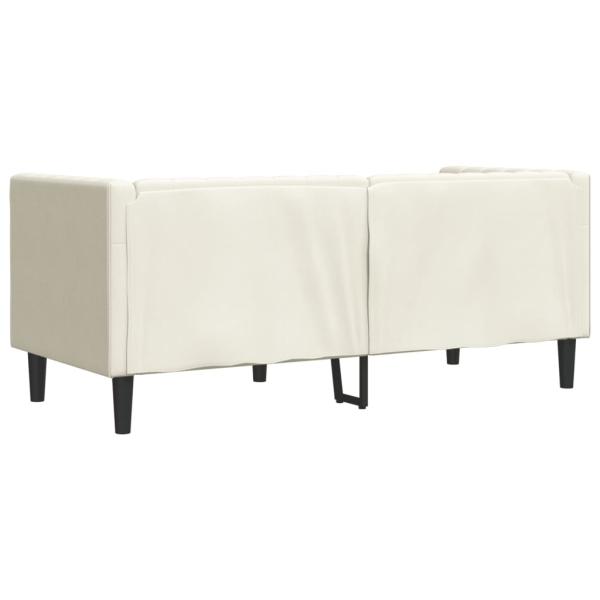 Chesterfield-Sofa mit Nackenrollen 2-Sitzer Creme Samt