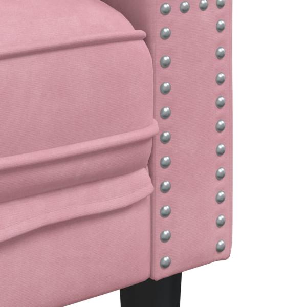 Chesterfield-Sofa mit Nackenrollen 2-Sitzer Rosa Samt