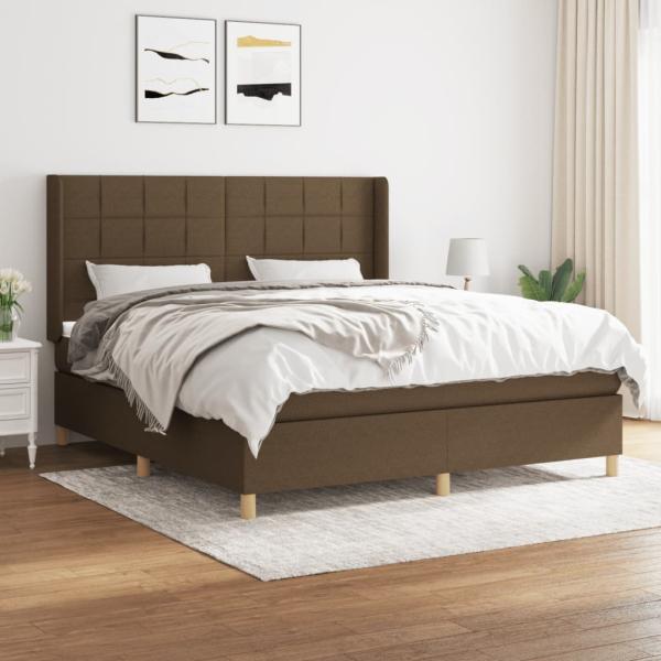 ARDEBO.de - Boxspringbett mit Matratze Dunkelbraun 160x200 cm Stoff