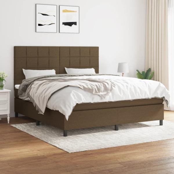 ARDEBO.de - Boxspringbett mit Matratze Dunkelbraun 160x200 cm Stoff