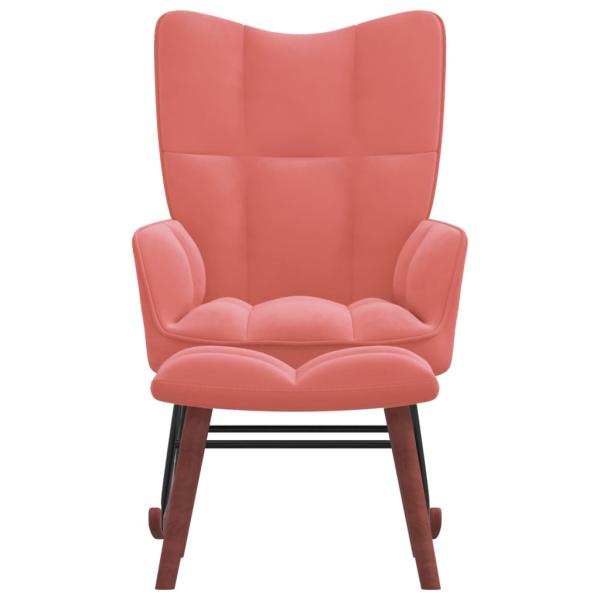 Schaukelstuhl mit Hocker Samt Rosa