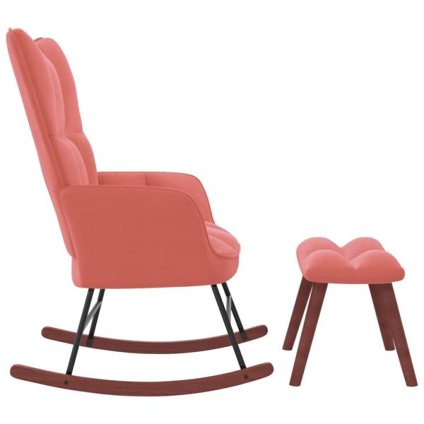 Schaukelstuhl mit Hocker Samt Rosa