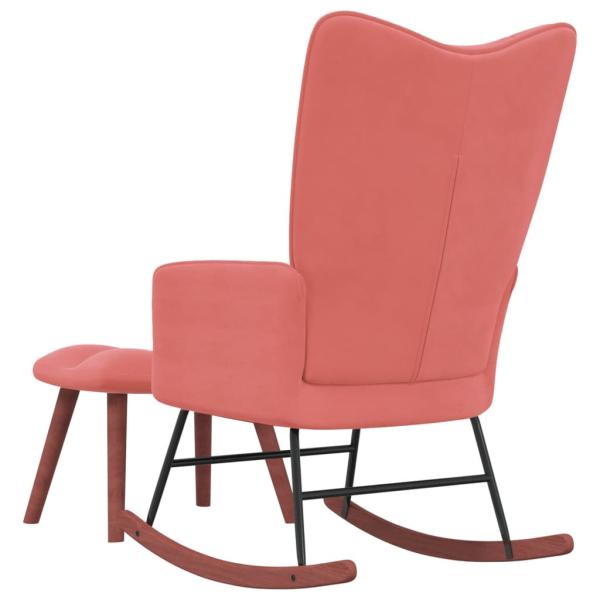 Schaukelstuhl mit Hocker Samt Rosa