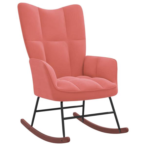 Schaukelstuhl mit Hocker Samt Rosa