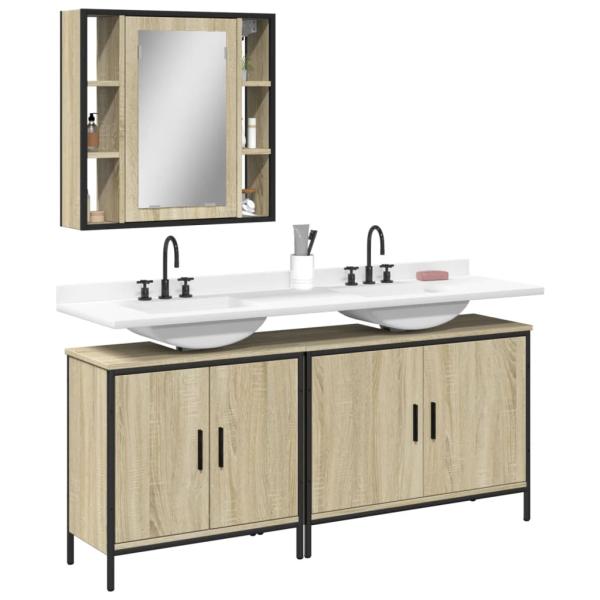 ARDEBO.de - 3-tlg. Badmöbel-Set Sonoma-Eiche Holzwerkstoff