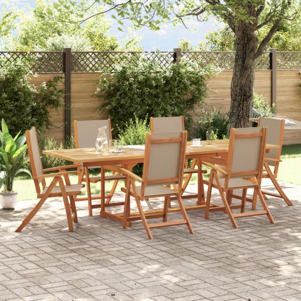 ARDEBO.de - 7-tlg. Garten-Essgruppe Massivholz Akazie und Textilene