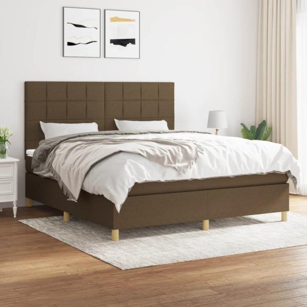 ARDEBO.de - Boxspringbett mit Matratze Dunkelbraun 160x200 cm Stoff