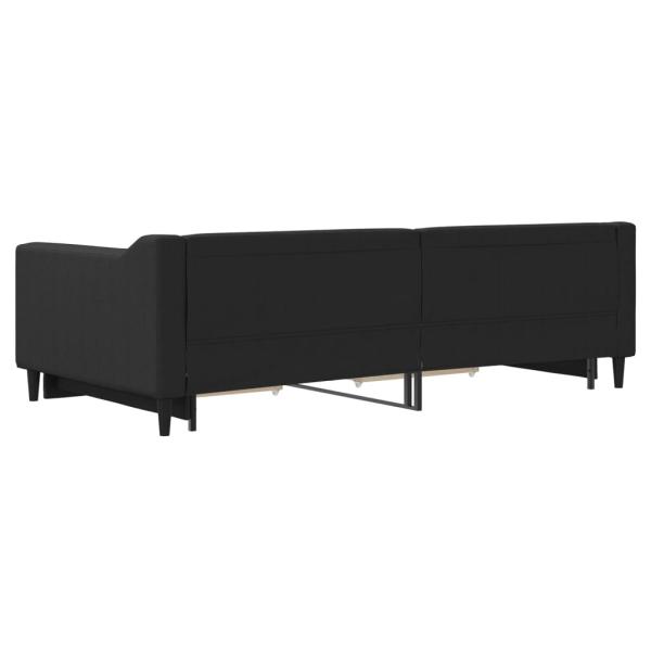 Tagesbett Ausziehbar mit Schubladen Schwarz 100x200 cm Stoff