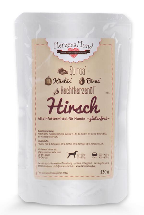 Herzenshund Hirsch mit Quinoa 130g (Menge: 18 je Bestelleinheit)
