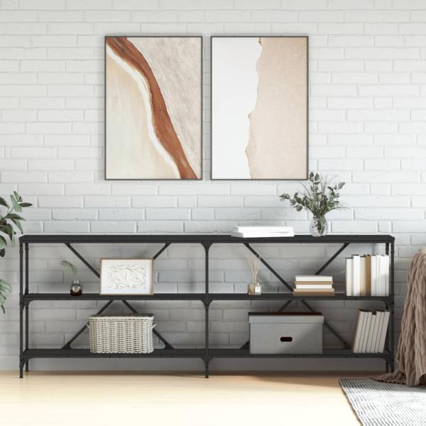 ARDEBO.de - Konsolentisch Schwarz 200x30x75 cm Holzwerkstoff und Eisen