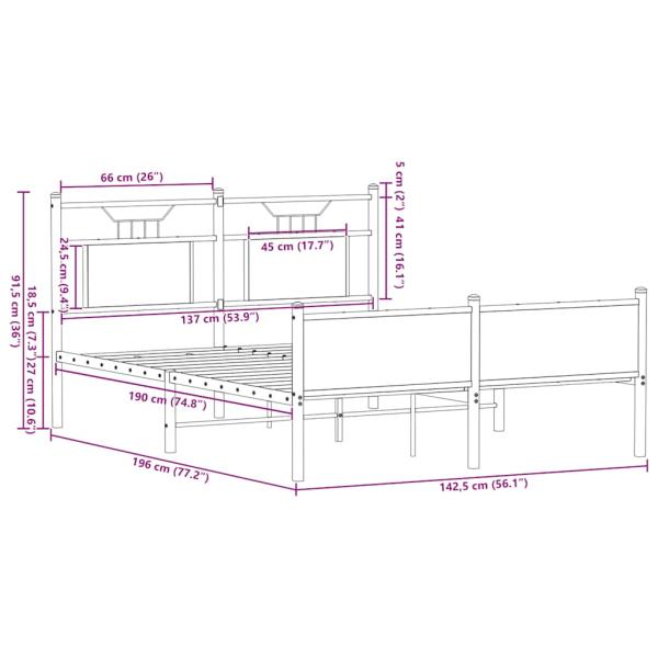 Bettgestell ohne Matratze Braun Eiche 137x190 cm Holzwerkstoff