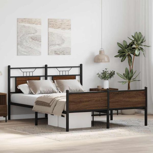 Bettgestell ohne Matratze Braun Eiche 137x190 cm Holzwerkstoff
