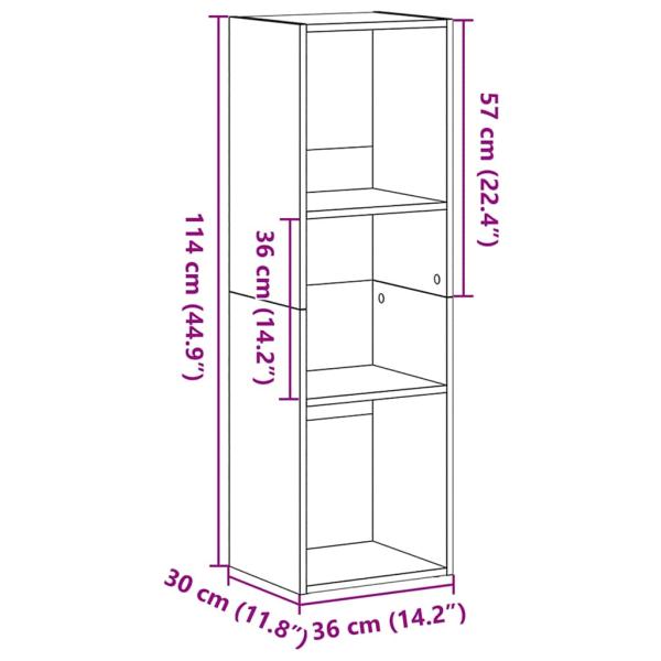 Bücherregal Schwarz Eichen-Optik 36x30x114 cm Holzwerkstoff
