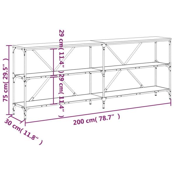 Konsolentisch Sonoma-Eiche 200x30x75 cm Holzwerkstoff und Eisen