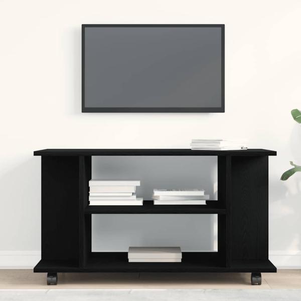TV-Schrank mit Rollen Schwarz Eichen-Optik 80x40x45 cm