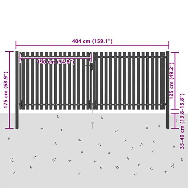 Gartentor Stahl 4x1,7 m Anthrazit