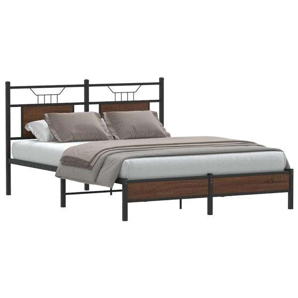ARDEBO.de - Bettgestell ohne Matratze Braun Eiche 137x190 cm Holzwerkstoff