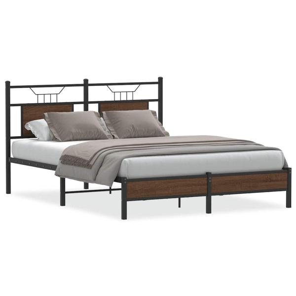 Bettgestell ohne Matratze Braun Eiche 137x190 cm Holzwerkstoff