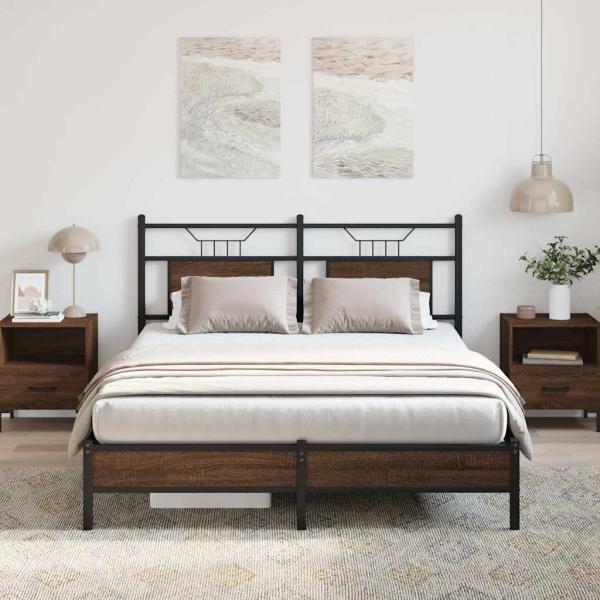 Bettgestell ohne Matratze Braun Eiche 137x190 cm Holzwerkstoff