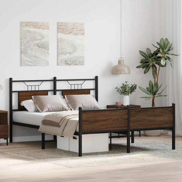Bettgestell ohne Matratze Braun Eiche 140x200 cm Holzwerkstoff