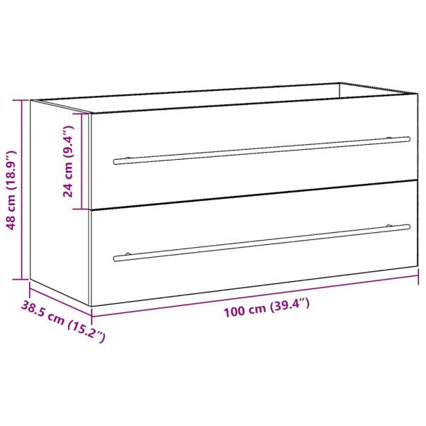 Waschbeckenunterschrank Schwarz Eichen-Optik 100x38,5x48 cm