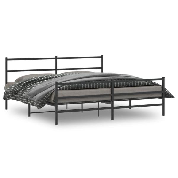 ARDEBO.de - Bettgestell mit Kopf- und Fußteil Metall Schwarz 180x200 cm