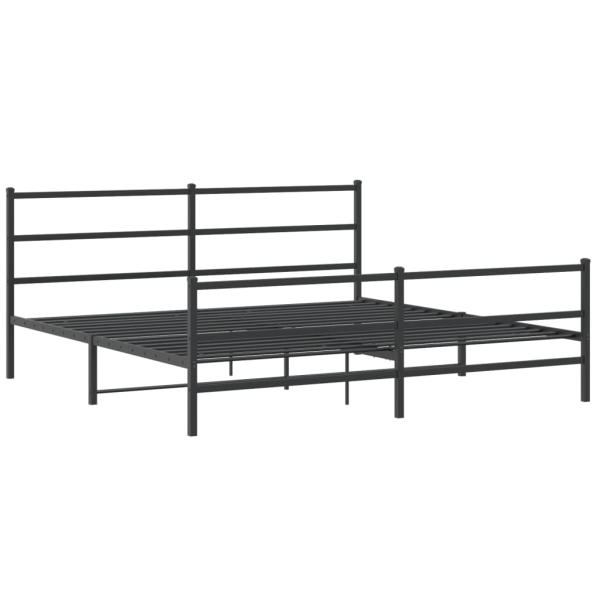 Bettgestell mit Kopf- und Fußteil Metall Schwarz 180x200 cm