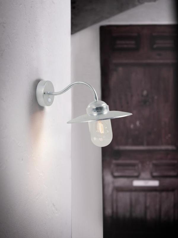 Nordlux Luxembourg Wandleuchte, mit Sensor, E27, IP54, dimmbar, verzinkt (22661031)