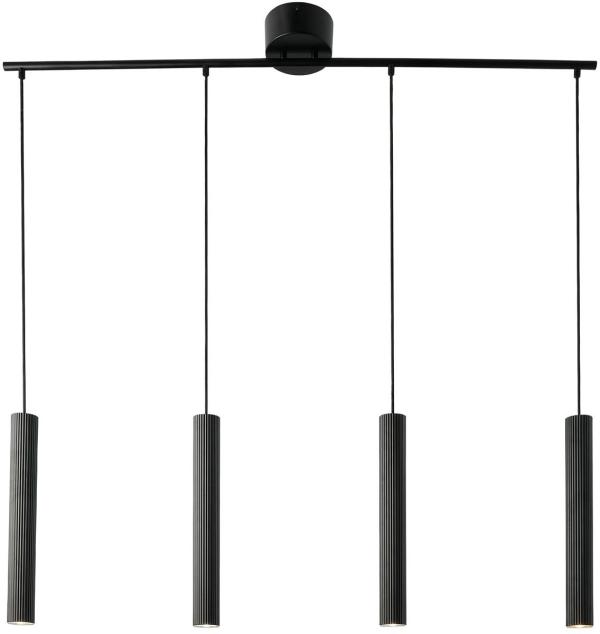 Nordlux Vico 4-Rail Pendelleuchte, GU10, IP20, 4x5W, dimmbar, gerippte Oberfläche, Metall, schwarz (2412143003)