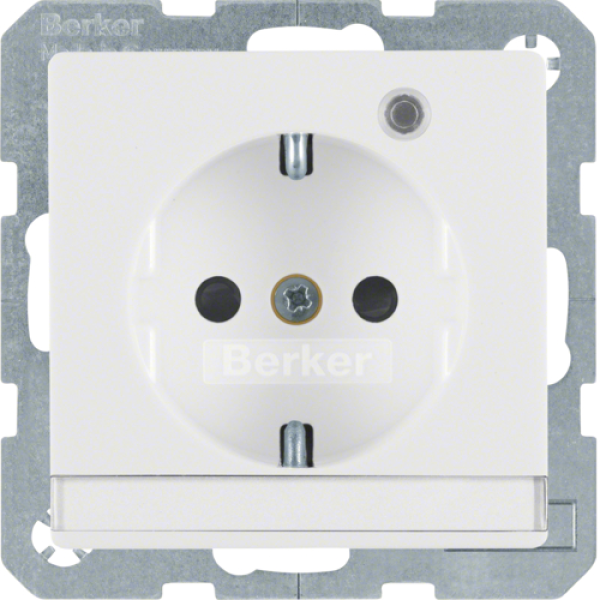 ARDEBO.de Berker 41106089 Steckdose SCHUKO mit Kontroll-LED, Beschriftungsfeld und erhöhtem Berührungsschutz, Q.1/Q.3, polarweiß samt