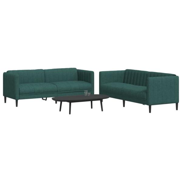 ARDEBO.de - 2-tlg. Sofagarnitur Dunkelgrün Stoff
