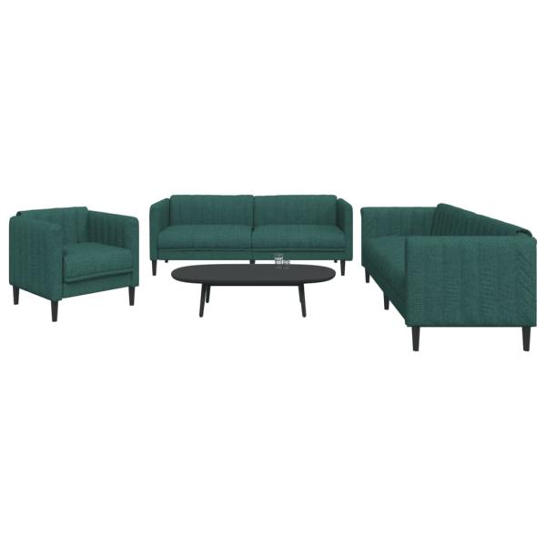 ARDEBO.de - 3-tlg. Sofagarnitur Dunkelgrün Stoff