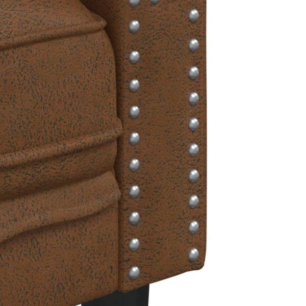 ARDEBO.de - 2-tlg. Chesterfield-Sofa-Set Braun Kunstleder Wildleder-Optik