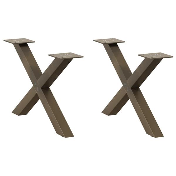 ARDEBO.de - Couchtischbeine X-Form 2 Stk. Naturstahl 60x(30-31) cm Stahl