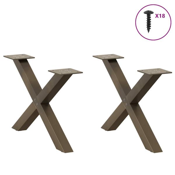 Couchtischbeine X-Form 2 Stk. Naturstahl 60x(30-31) cm Stahl