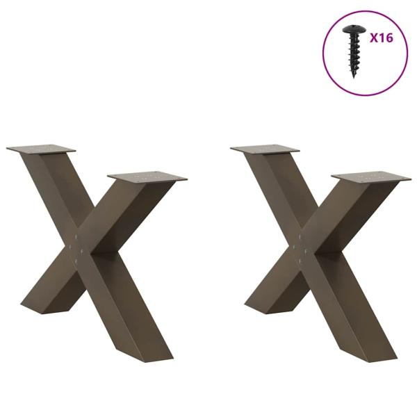 ARDEBO.de - Couchtischbeine X-Form 2 Stk. Naturstahl 70x(42-43) cm Stahl