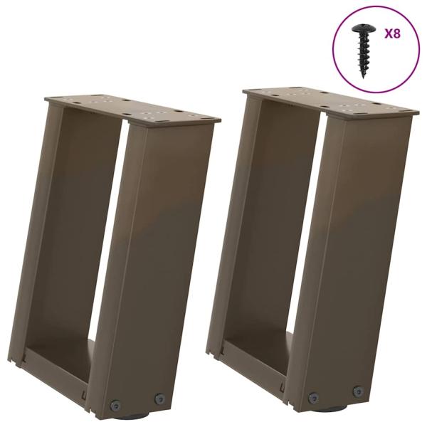 ARDEBO.de - Couchtischbeine U-Form 2 Stk. Naturstahl 30x(30-31) cm Stahl