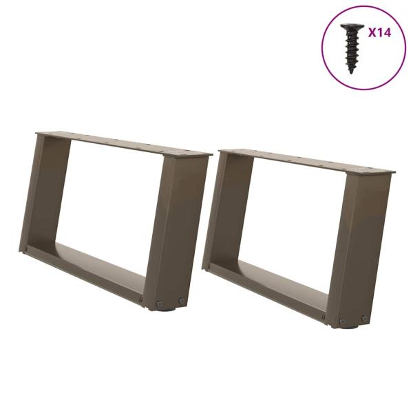 ARDEBO.de - Couchtischbeine U-Form 2 Stk. Naturstahl 60x(30-31) cm Stahl