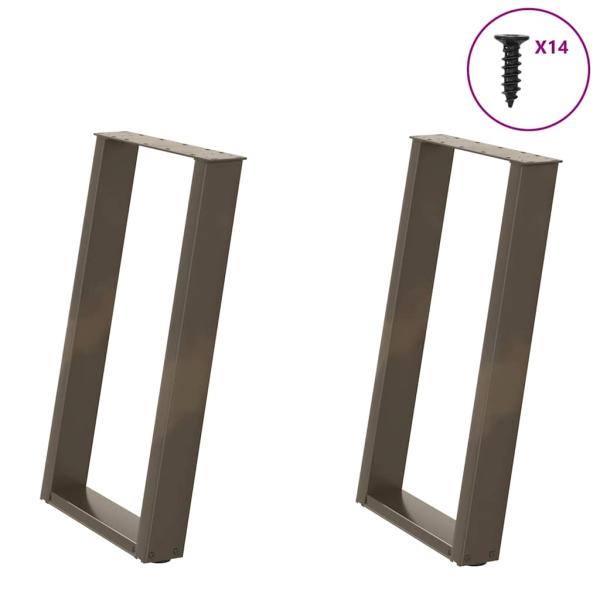 ARDEBO.de - Esstischbeine U-Form 2 Stk. Naturstahl 60x(72-73) cm Stahl
