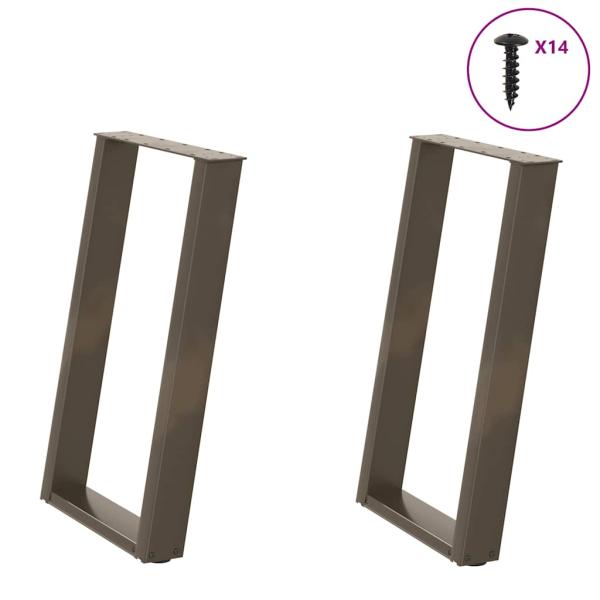 ARDEBO.de - Esstischbeine U-Form 2 Stk. Naturstahl 50x(72-73) cm Stahl