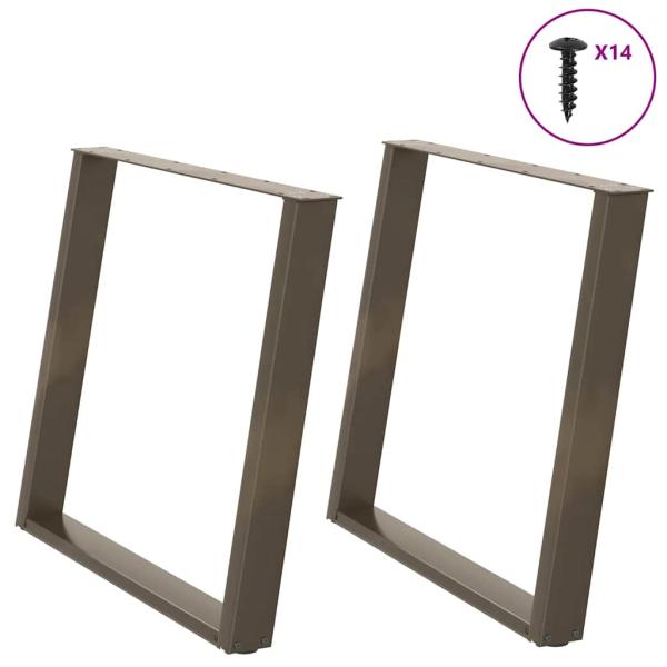 ARDEBO.de - Esstischbeine U-Form 2 Stk. Naturstahl 90x(72-73) cm Stahl