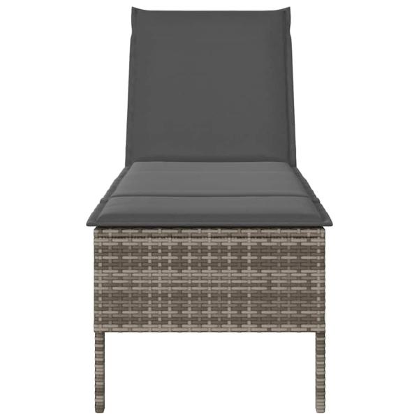 Sonnenliege mit Auflage Grau 55x200x44 cm Poly Rattan