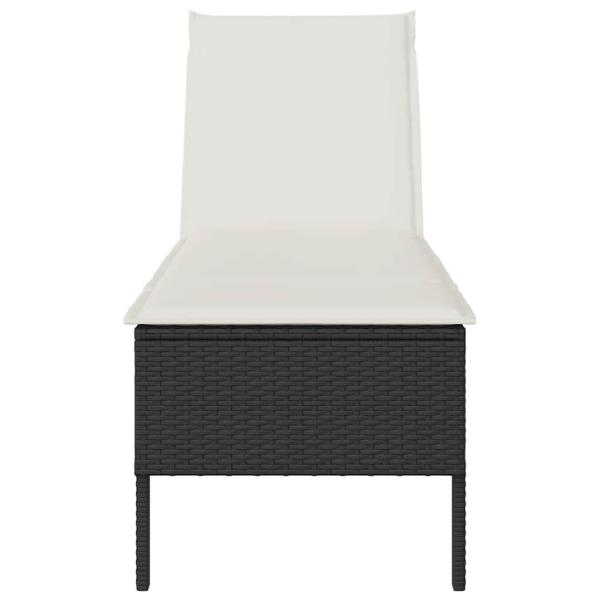 Sonnenliege mit Auflage Schwarz 55x200x44 cm Poly Rattan