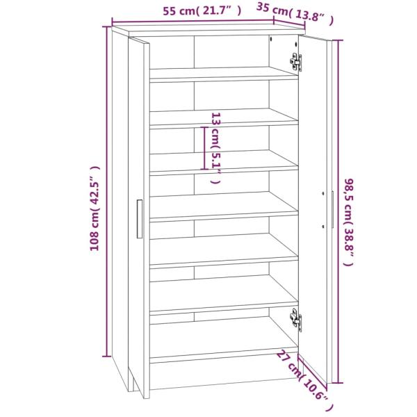 Schuhschrank Braun Eichen-Optik 55x35x108 cm Holzwerkstoff