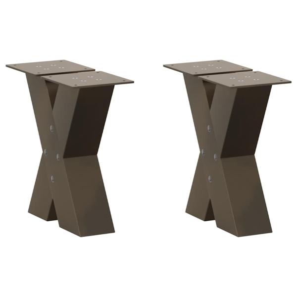 ARDEBO.de - Couchtischbeine X-Form 2 Stk. Naturstahl 40x(30-31) cm Stahl