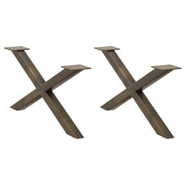 ARDEBO.de - Couchtischbeine X-Form 2 Stk. Naturstahl 70x(30-31) cm Stahl