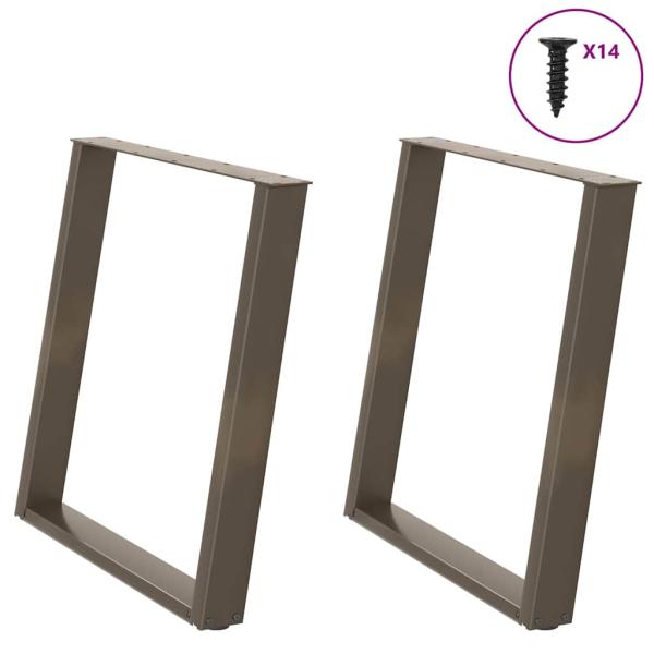 ARDEBO.de - Esstischbeine U-Form 2 Stk. Naturstahl 70x(72-73) cm Stahl