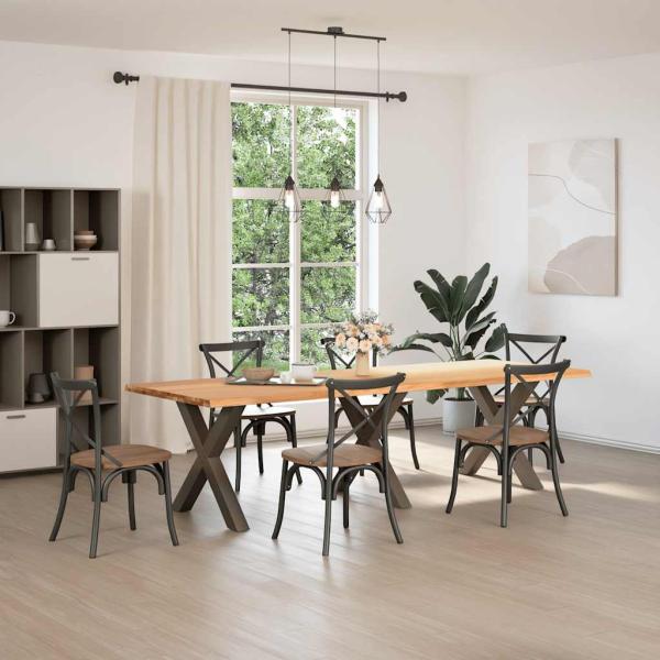 Esstisch Hellbraun 280x100x74 cm Massivholz Eiche Rechteckig