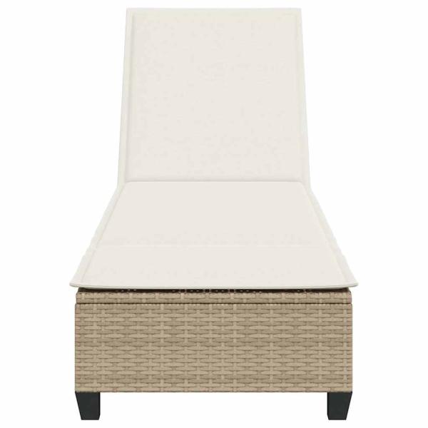 Sonnenliege mit Auflagen Beige 55x200x25,5cm Poly Rattan