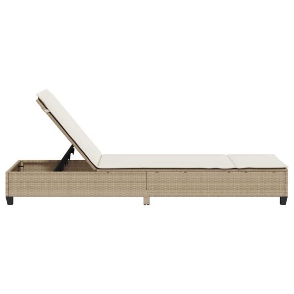 Sonnenliege mit Auflagen Beige 55x200x25,5cm Poly Rattan